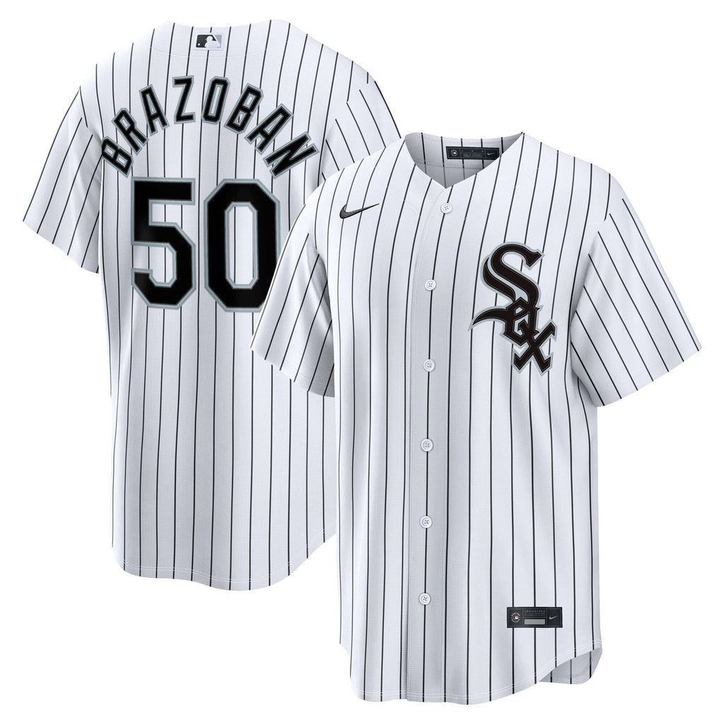 Chicago White Sox Huascar Brazoban White Home Replica Jersey product image 2, provided for visual reference and product