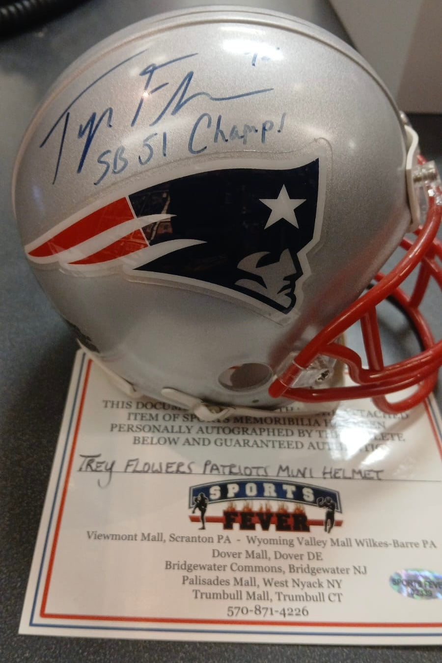 Trey Flowers Autographed New England Patriots Mini Helmet product image 1