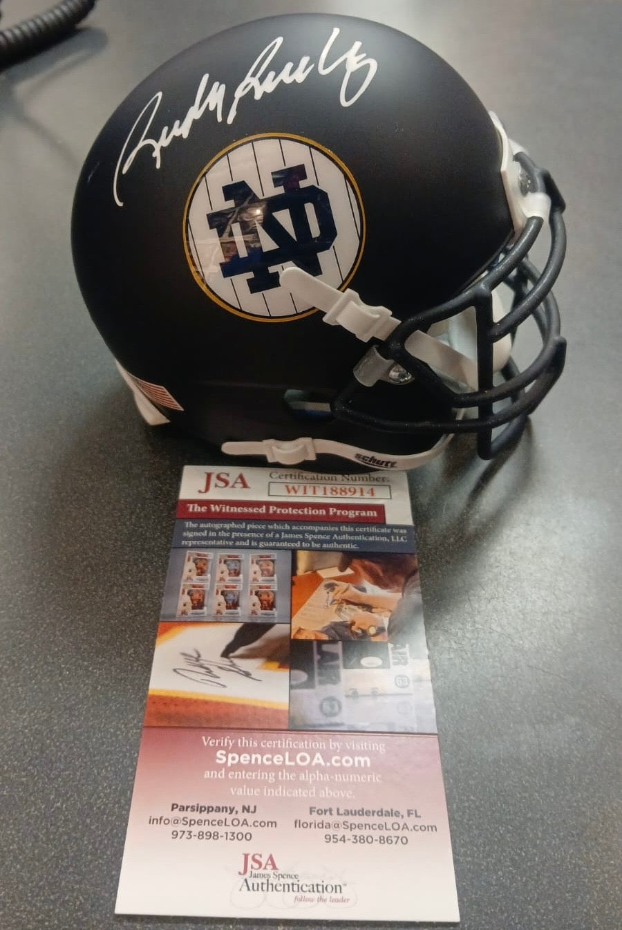 Rudy Ruettiger Notre Dame Autographed Mini Helmet with JSA product image 1