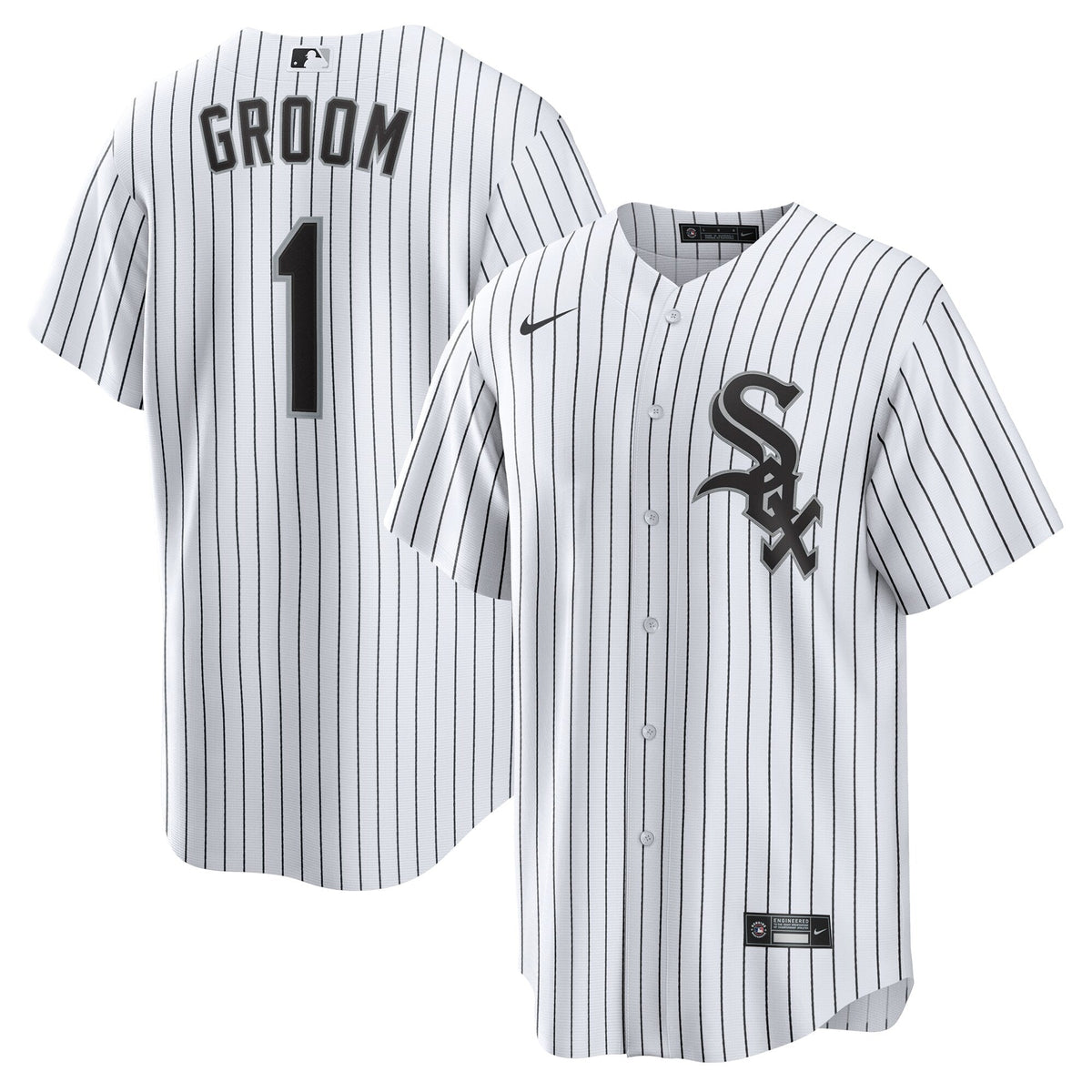 Chicago White Sox White #1 Groom Home Replica Jersey product image 1, provided for visual reference and product detail review