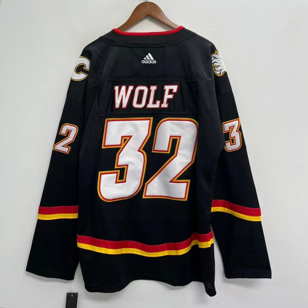 Dustin Wolf Calgary Flames Official NHL Adidas Jersey black product image 1