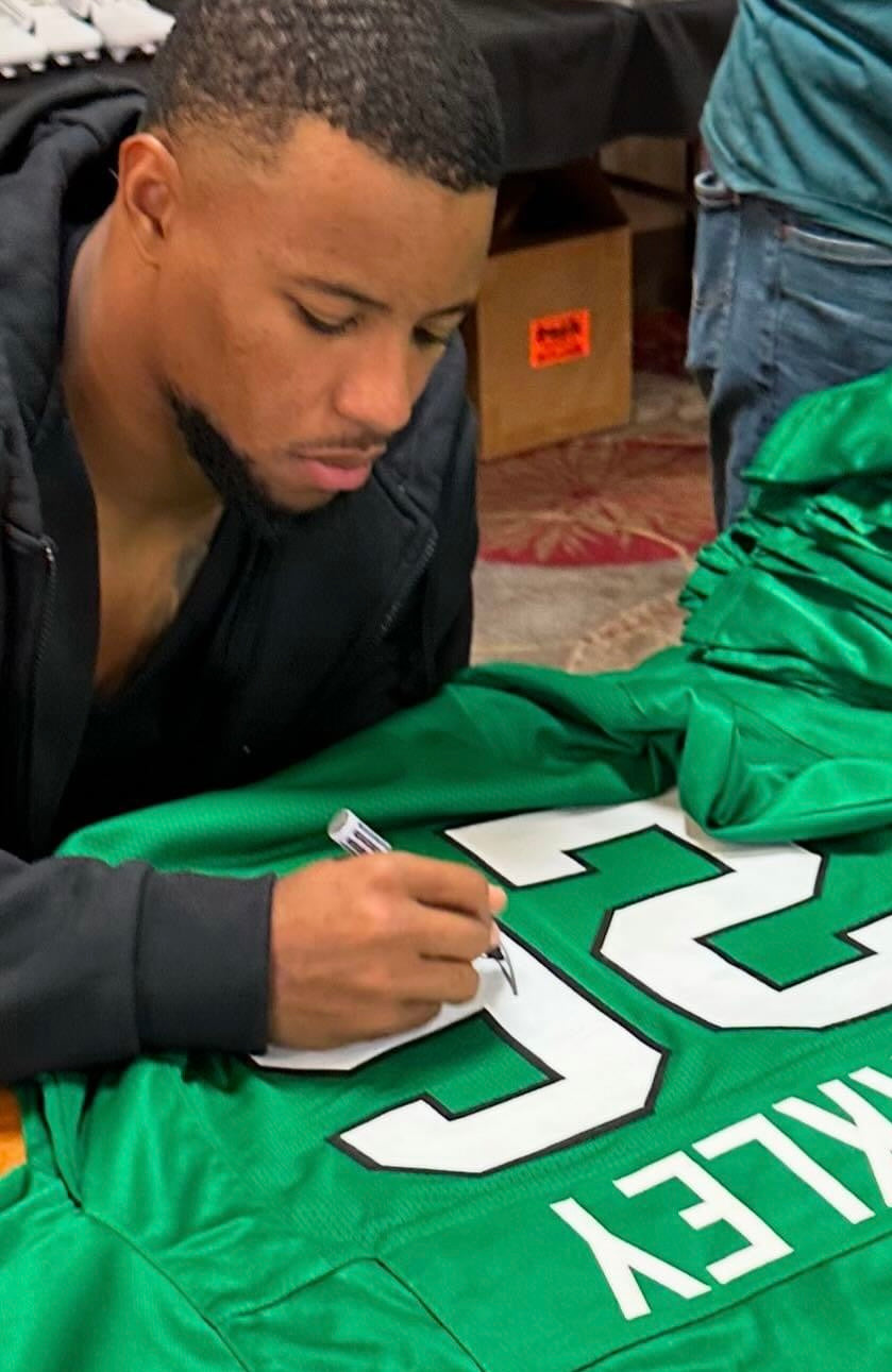Saquon Barkley autographed Philadelphia Eagles Kelly green product image 4