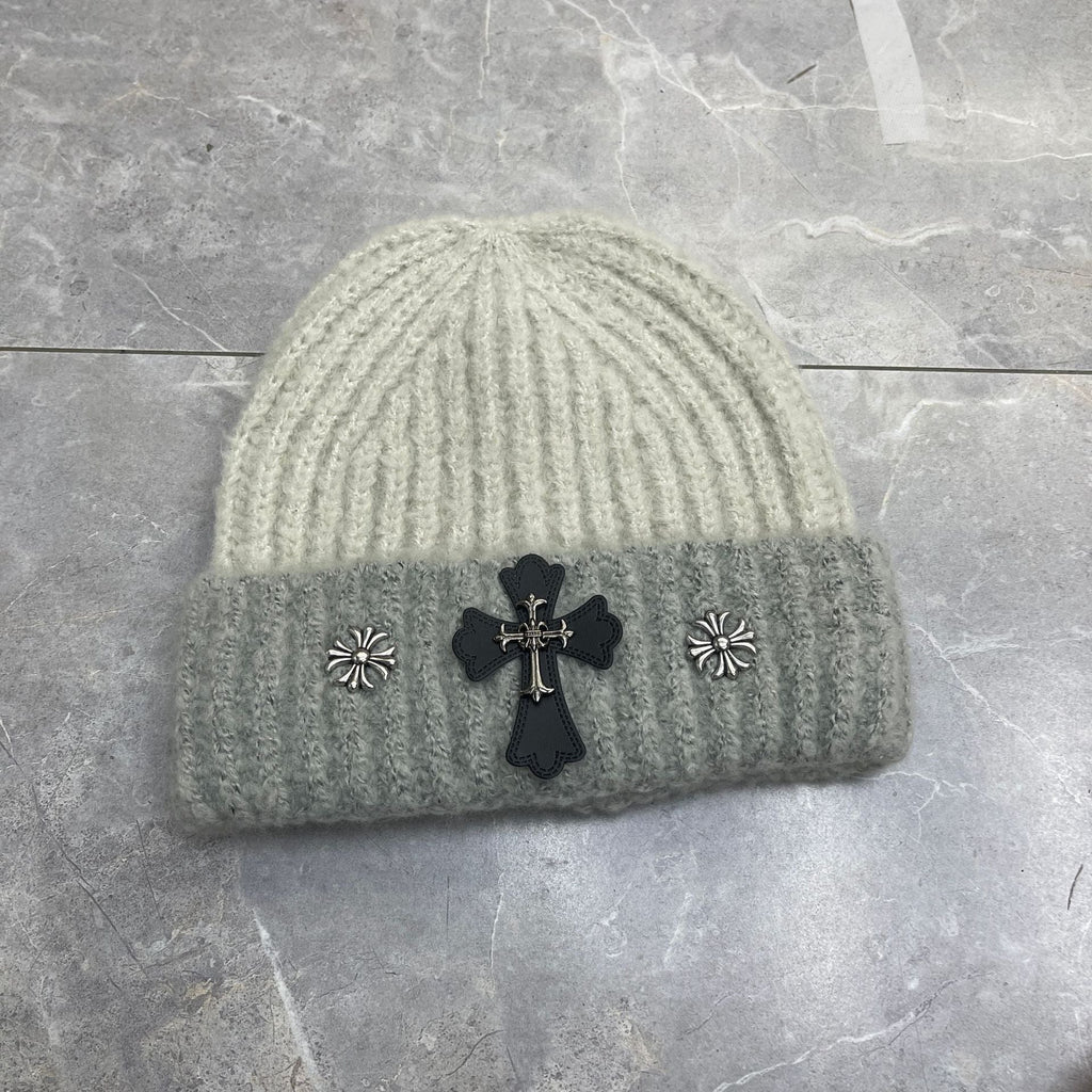 Chrome Heart Beanie Cross Knitted Hat Warm Couple Cold Hat Windproof Ear Protectors product image 4, provided for visual