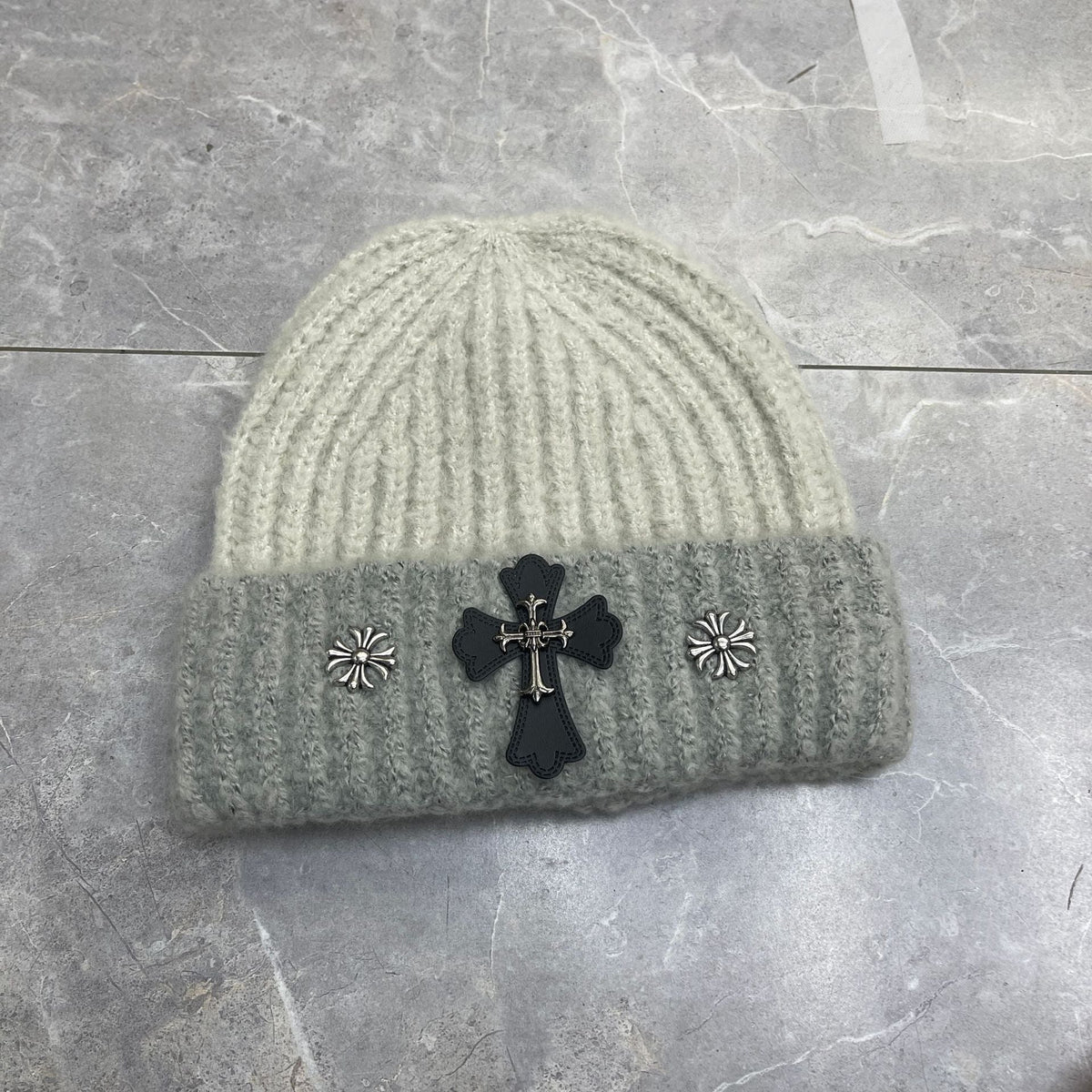 Chrome Heart Beanie Cross Knitted Hat Warm Couple Cold Hat Windproof Ear Protectors product image 4, provided for visual