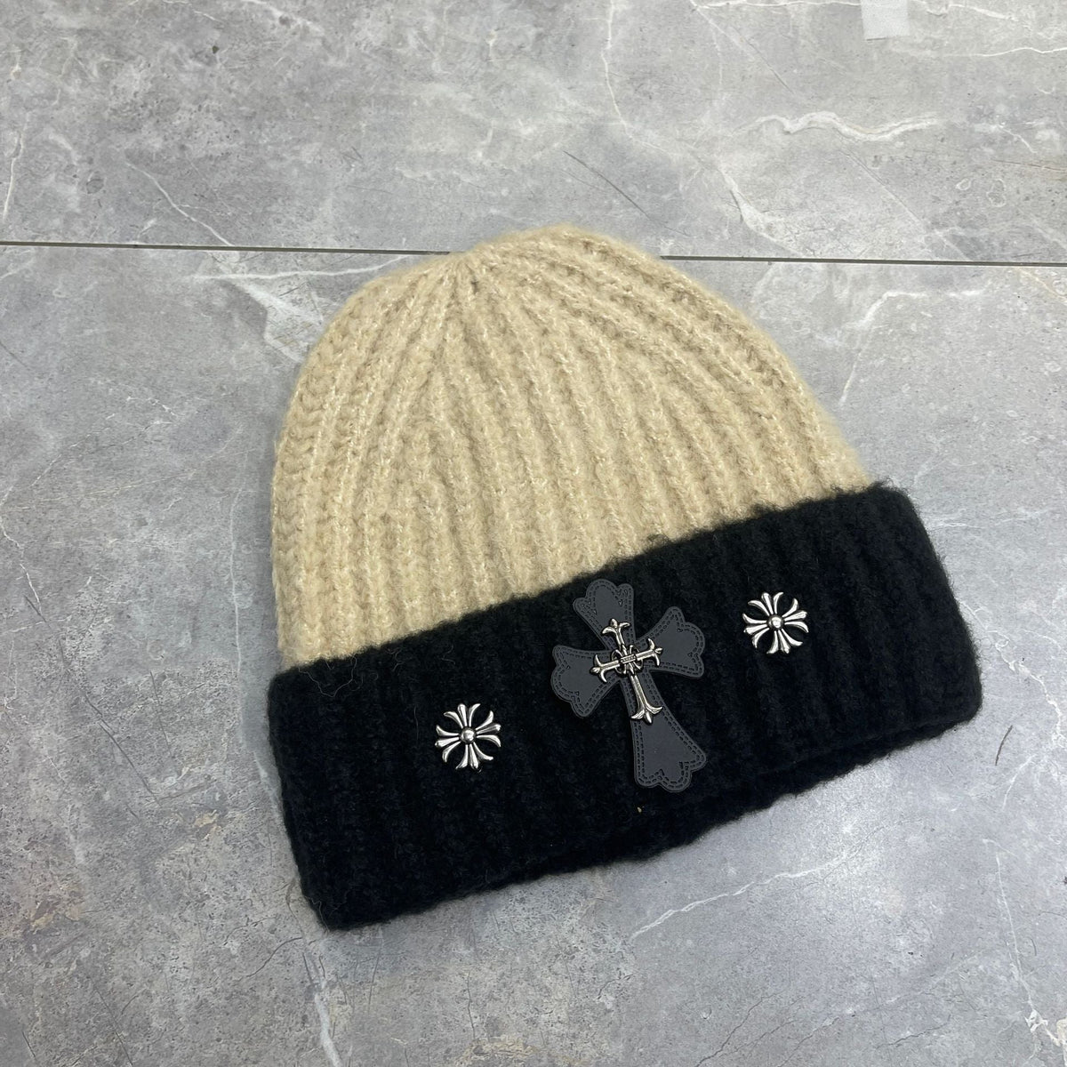 Chrome Heart Beanie Cross Knitted Hat Warm Couple Cold Hat Windproof Ear Protectors product image 7, provided for visual