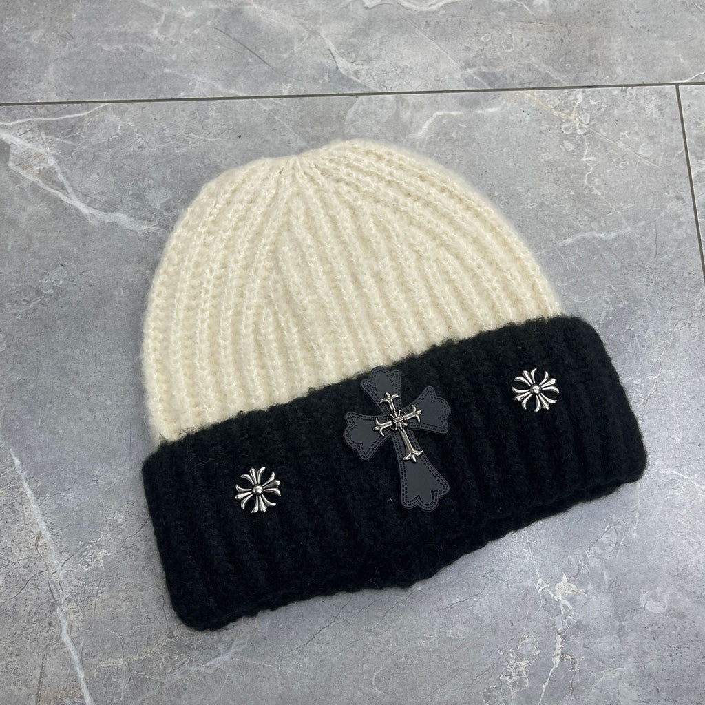 Chrome Heart Beanie Cross Knitted Hat Warm Couple Cold Hat Windproof Ear Protectors product image 8, provided for visual