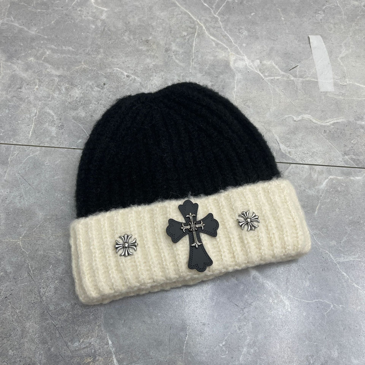 Chrome Heart Beanie Cross Knitted Hat Warm Couple Cold Hat Windproof Ear Protectors product image 5, provided for visual
