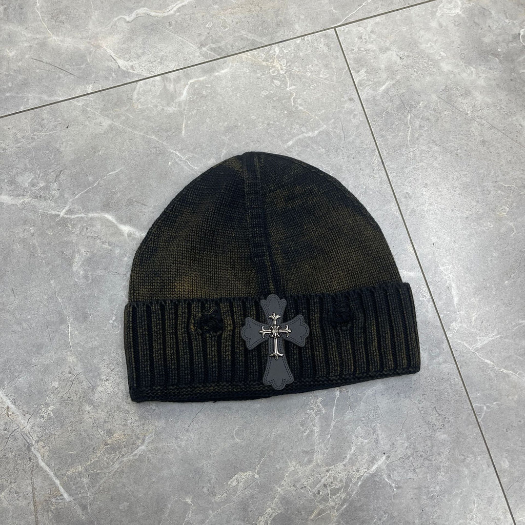 Chrome Heart Beanie Frayed Knitted Hat Korean Version Simple Warm Ear Protector Wool Hat product image 4, provided for