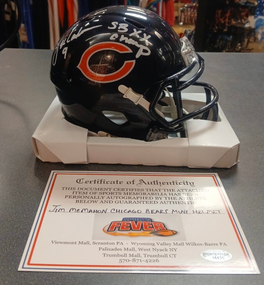 Jim McMahon Autographed Chicago Bears Mini Helmet with COA product image 1